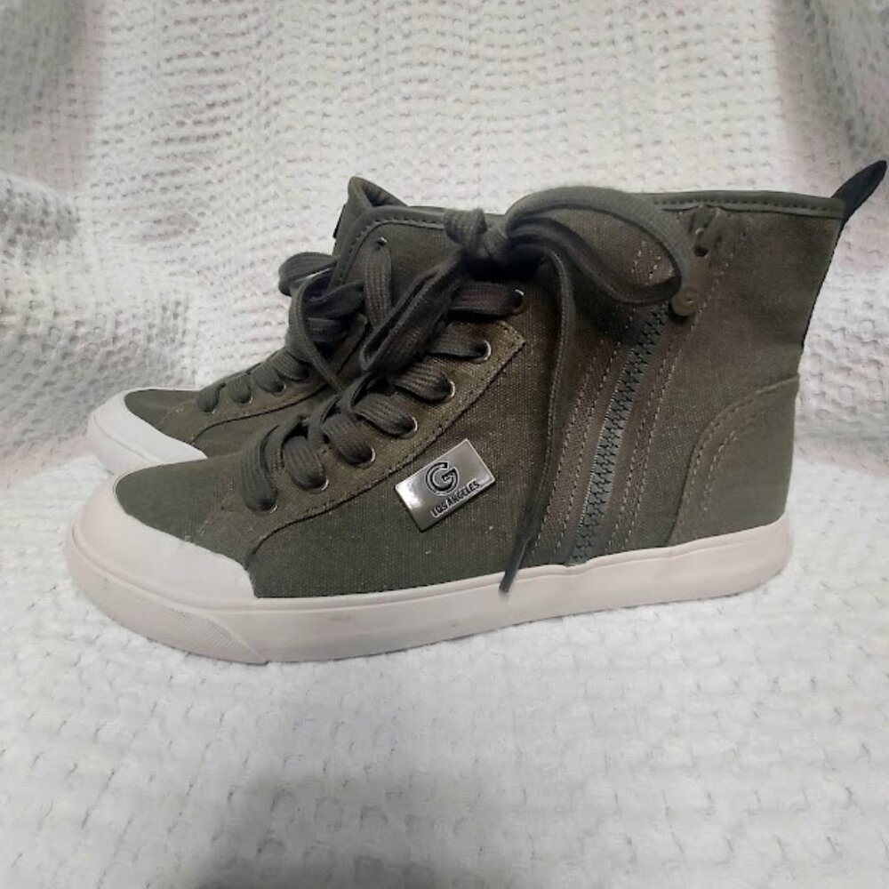 GBG Los‎ Angeles Women's Green Solid High Top Lace Up Side Zip Sneakers 9M New